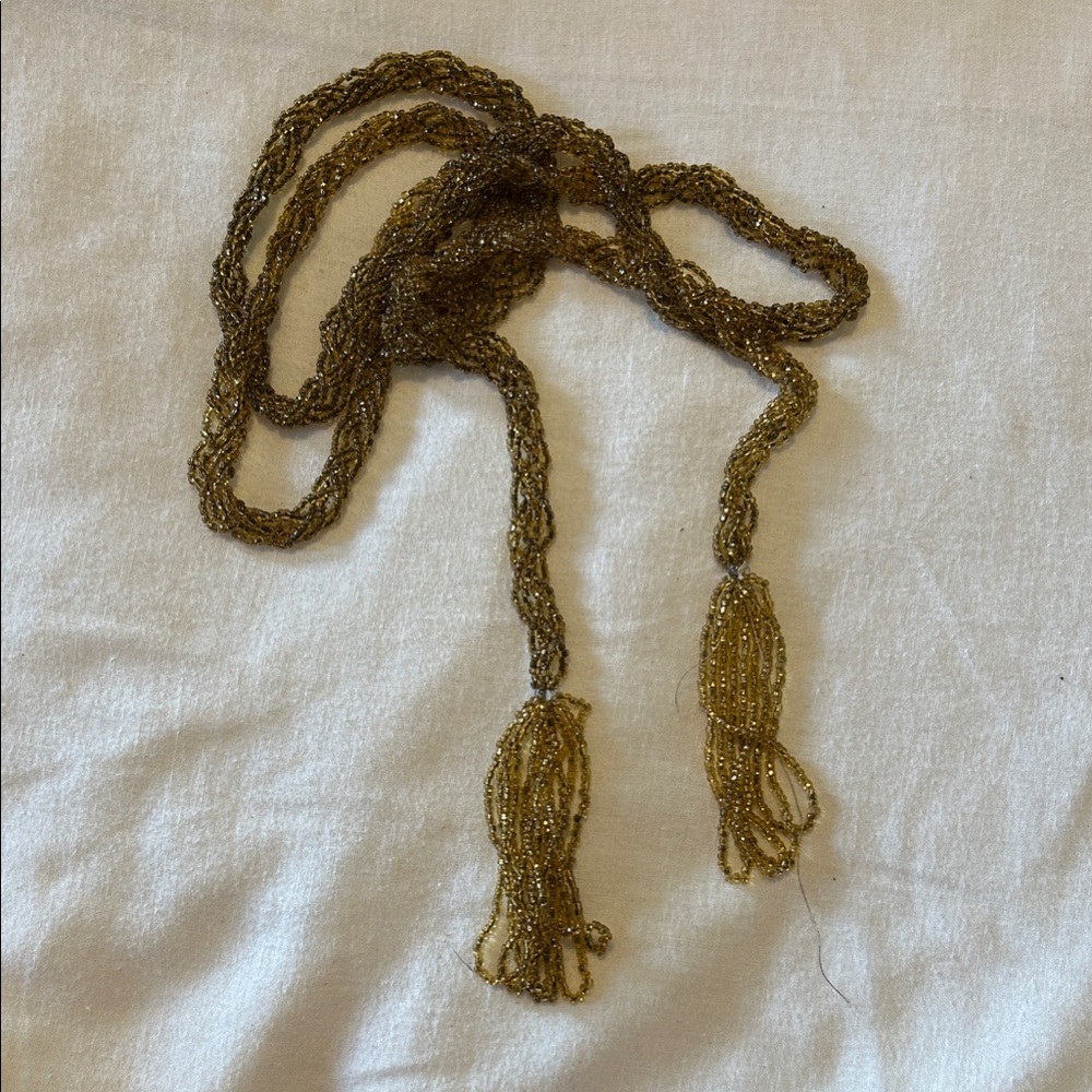 Vintage flapper long beaded necklace with tassels